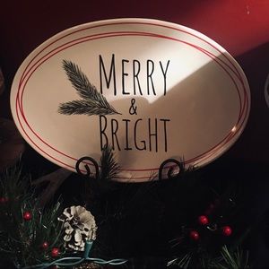 MERRY & BRIGHT Brand New Christmas Platter (Rae Dunn inspired)